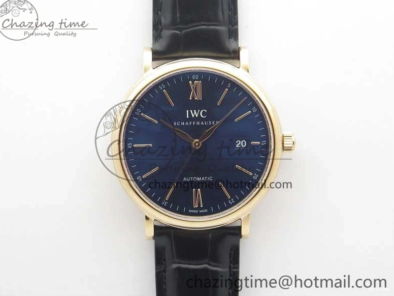 MIROTIME 0319 MoistureWicking Portofino Automatic RG IW356522 FKF 1:1 Best Edition Blue Dial on Black Croco Strap A 7109